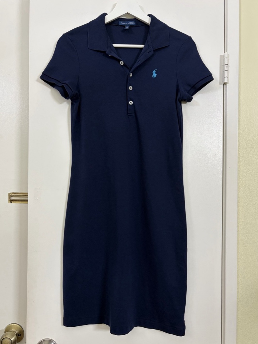 Ralph Lauren Navy Blue Cotton Polo Shirt Dress Size S Blue Pony Preppy Classic